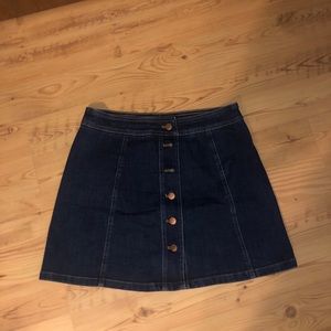 Dark wash button front/ down skirt